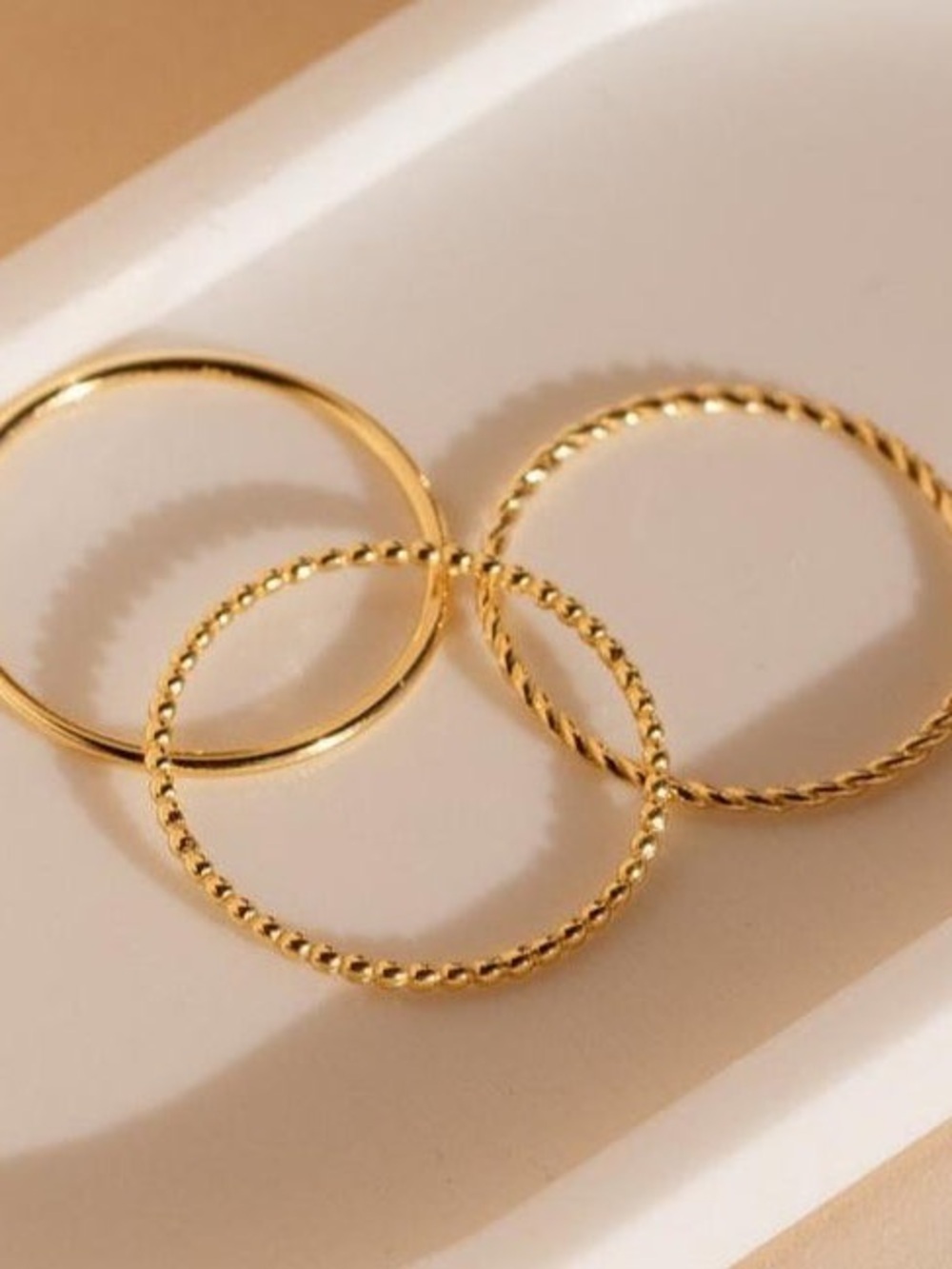 Caitlyn Minimalist Skinny Stacking Rings - Set of 3 - 18K gold size 8